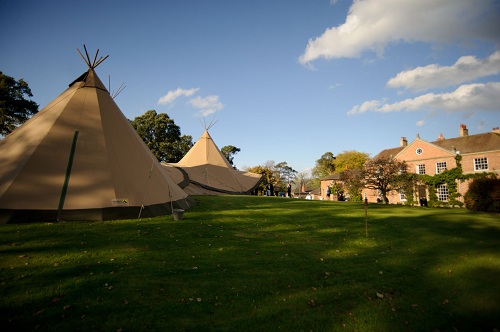 Tipis on the lawn
